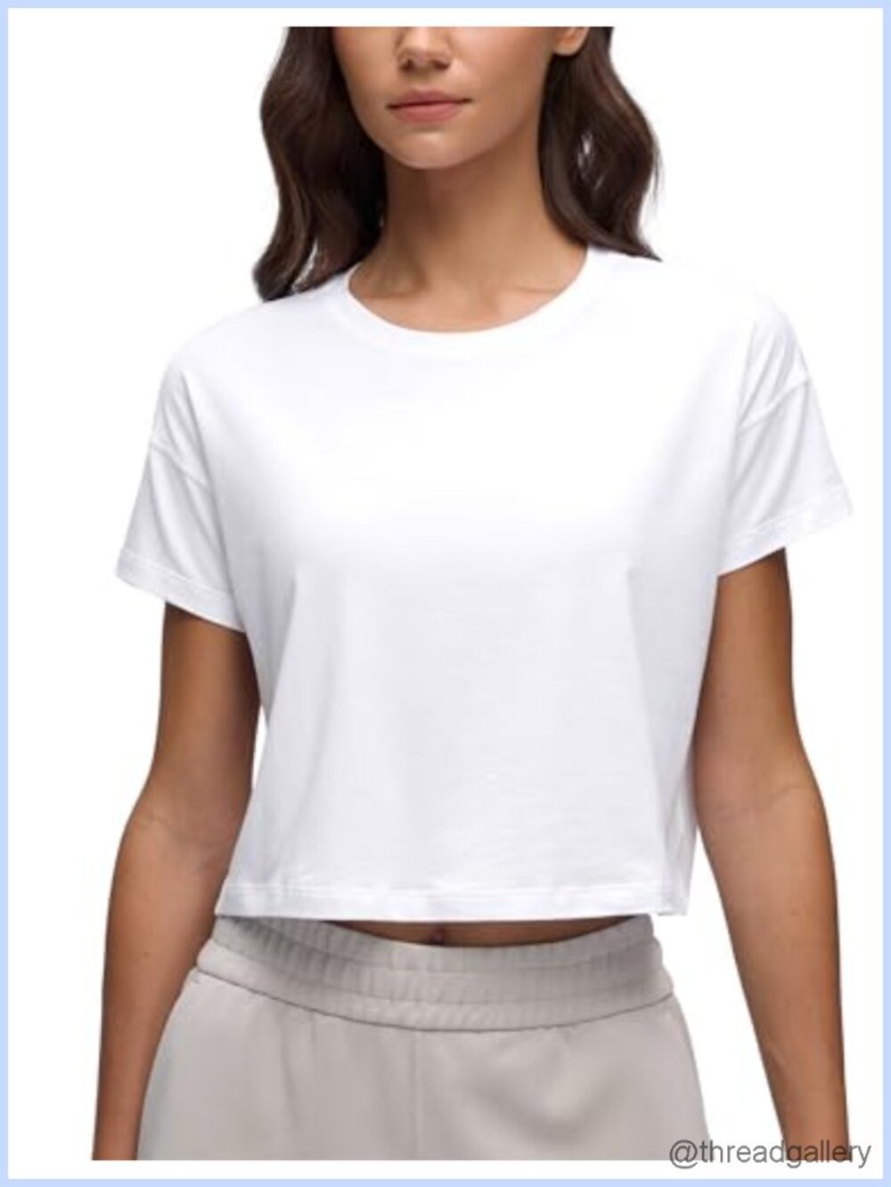 Pima Cotton Crewneck Crop T-Shirt